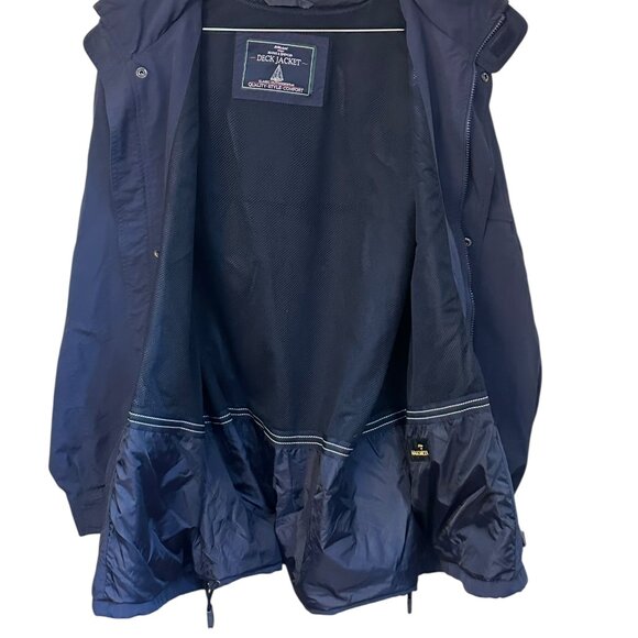 VNTG St Michael Marks & Spencer Deck Jacket Rain Navy Hood Vented Full Zip XL - Picture 10 of 12